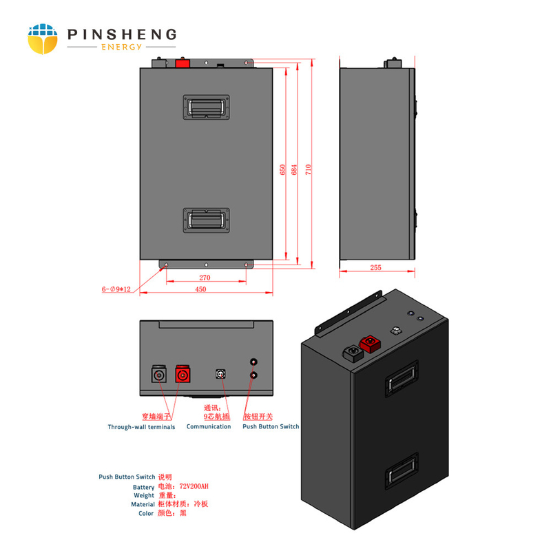 PINSHENG 48V 72V 50Ah 100Ah 200Ah Lifepo4 batterie au lithium-ion pour vélo électrique et moto
